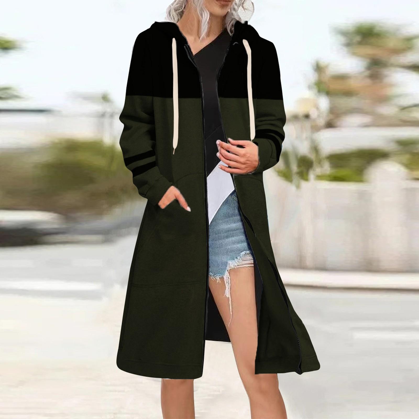 Женская мода цвет блокинг свободная куртка на молнии кардиган утепленная толстовка L