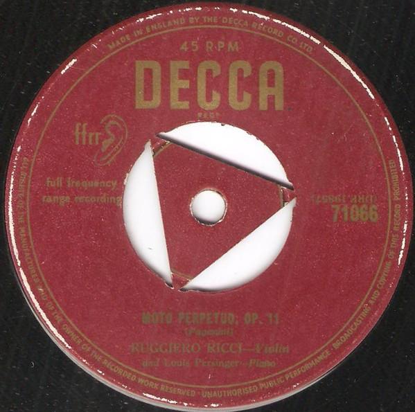 7inch Record RUGGIERO RICCI Moto Perpetuo Op. 11 71066 Decca 1955 UK Classical Used
7inch Record RUGGIERO RICCI Moto Perpetuo Op. 11 71066 Decca 1955 UK Classical Used