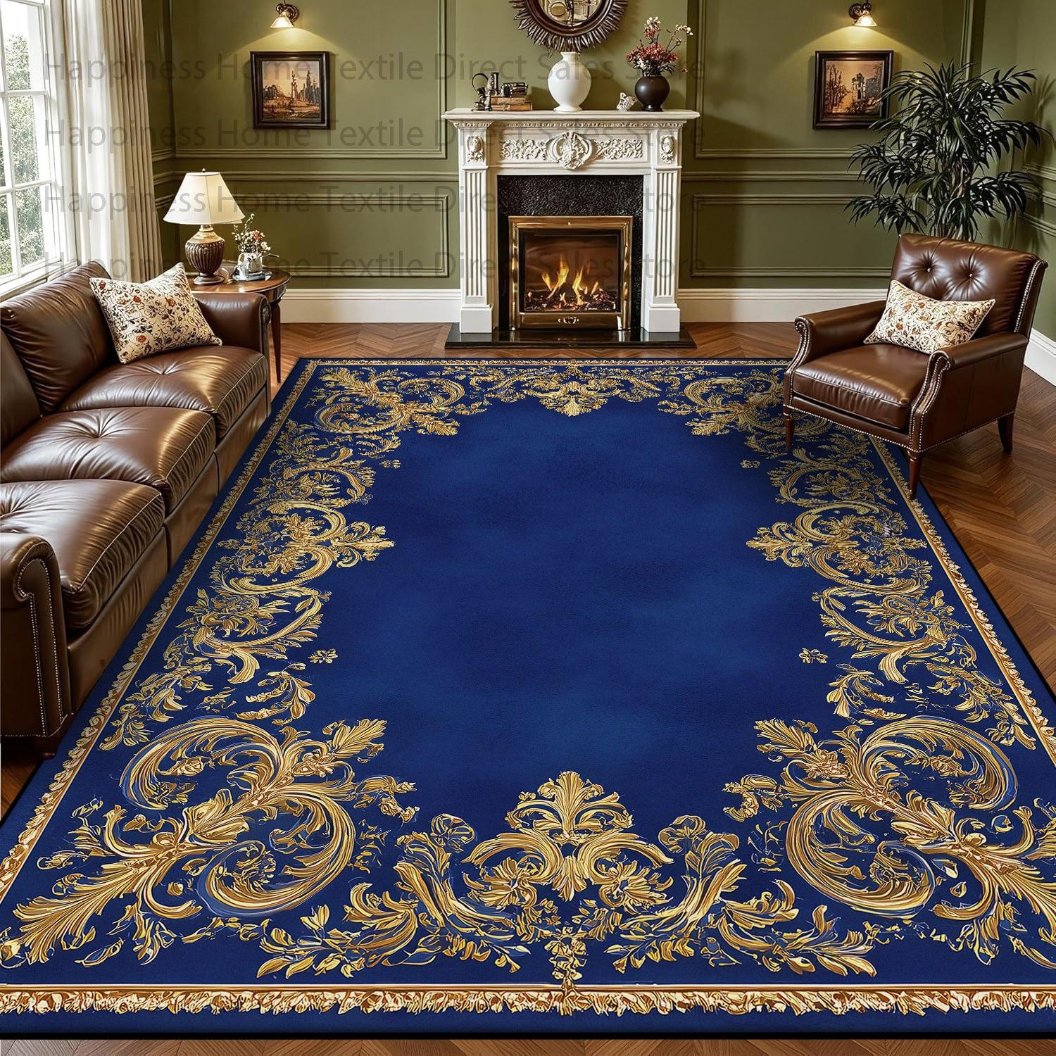 Persian Retro Large Living Room Sofa Carpet Blue-gold Washable Antiskid Decoration Bedroom Rug Soft Luxury Large Area Study Mat 40cm x 60cm
Persian Retro Large Living Room Sofa Carpet Blue-gold Washable Antiskid Decoration Bedroom Rug Soft Luxury Large Area Study Mat 40cm x 60cm