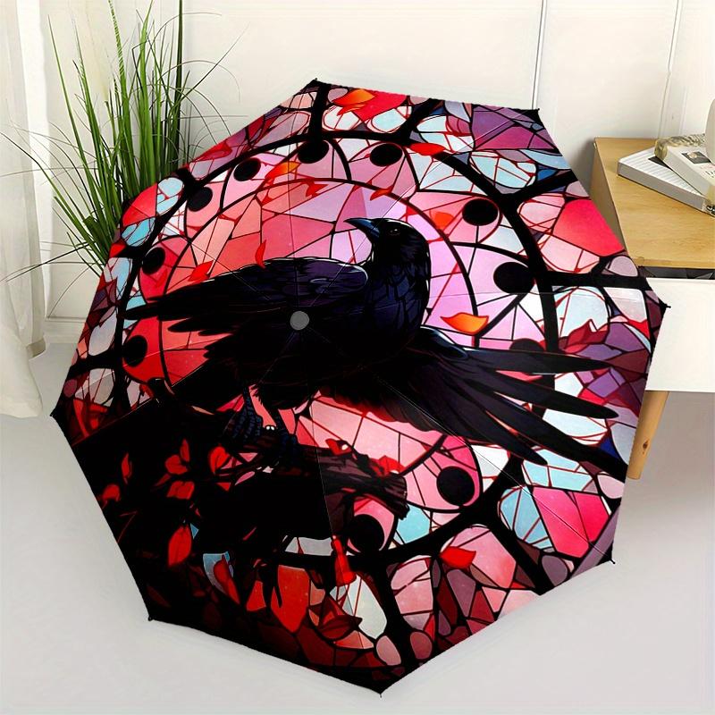 Stained Glass Raven Wall Art Decor - Circular Design with Black Bird on Branch, Umbrella, Va
Stained Glass Raven Wall Art Decor - Circular Design with Black Bird on Branch, Umbrella, Va