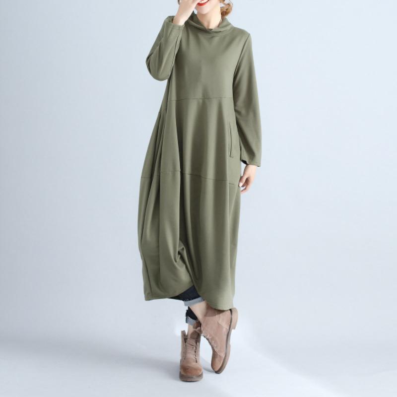 A Semi-high-neck Long Dress Is Pieced Together with A Long-sleeved Dress M серый 
A Semi-high-neck Long Dress Is Pieced Together with A Long-sleeved Dress M серый