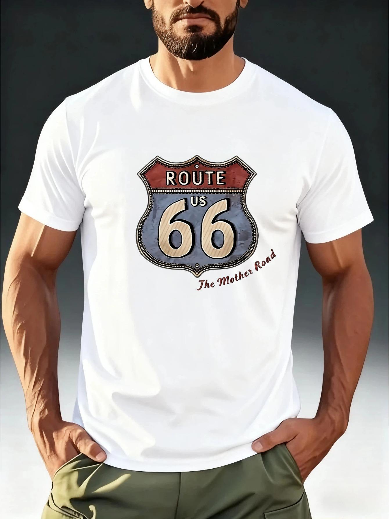 Men S Vintage-Style Short-Sleeve T-Shirt Featuring a Distressed Route 66 Shield Logo Print M
Men S Vintage-Style Short-Sleeve T-Shirt Featuring a Distressed Route 66 Shield Logo Print M
