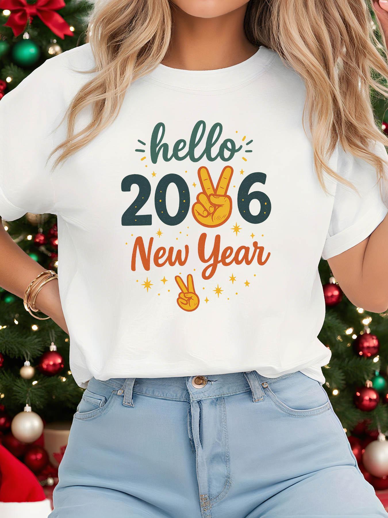 Womens 2026 New Year Hello Print TShirt with Golden Lettering Peace Sign Balloon Design Sleeve Crew Neck Top Aesthetic Clothes 4XL
Womens 2026 New Year Hello Print TShirt with Golden Lettering Peace Sign Balloon Design Sleeve Crew Neck Top Aesthetic Clothes 4XL