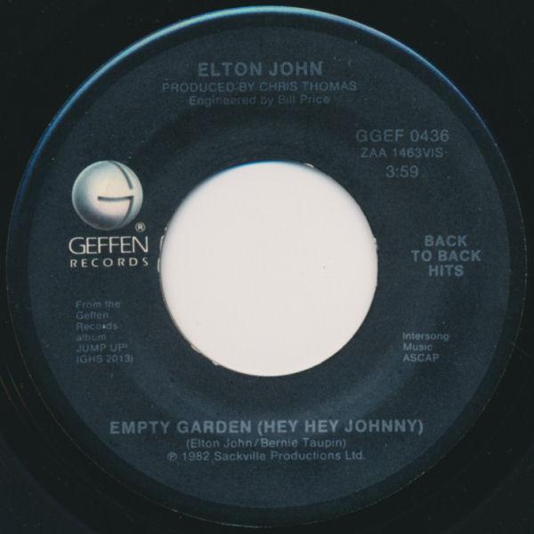 7inch Record ELTON JOHN Empty Garden Hey Hey Johnny Blu GGEF0436 GEFFEN 1984 US Rock Used
7inch Record ELTON JOHN Empty Garden Hey Hey Johnny Blu GGEF0436 GEFFEN 1984 US Rock Used