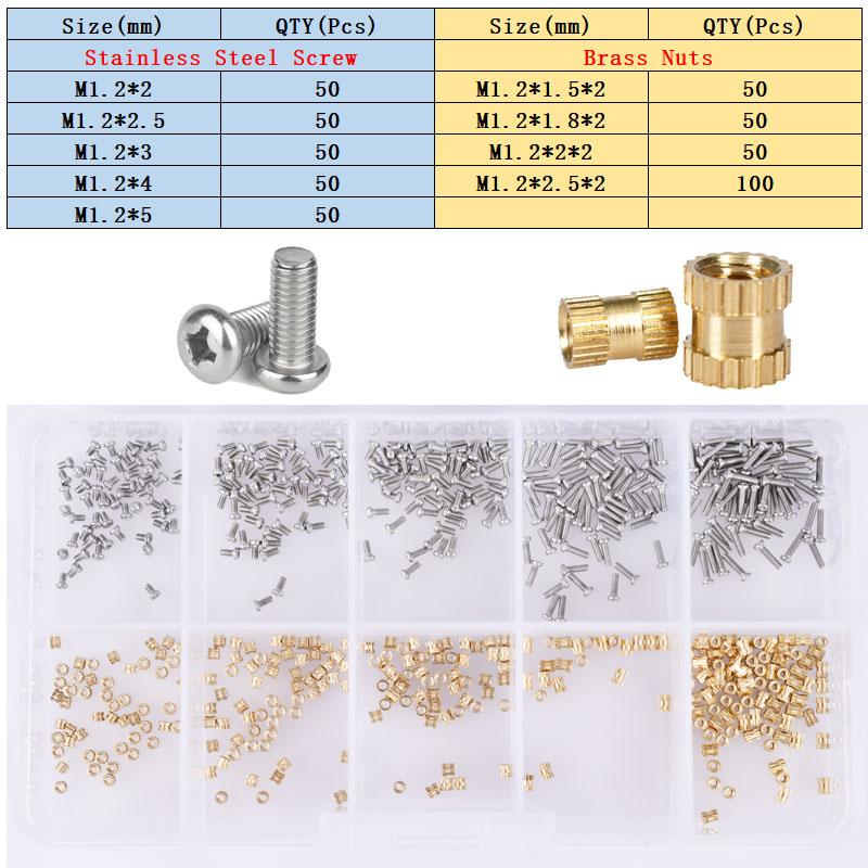 M1 M1.4 M1.6 M1.7 Hot Melt Knurled Embedded Copper Nut Stainless Steel Screw Heat Threaded Brass Insert Nut Bolt Set Kit Printer
M1 M1.4 M1.6 M1.7 Hot Melt Knurled Embedded Copper Nut Stainless Steel Screw Heat Threaded Brass Insert Nut Bolt Set Kit Printer