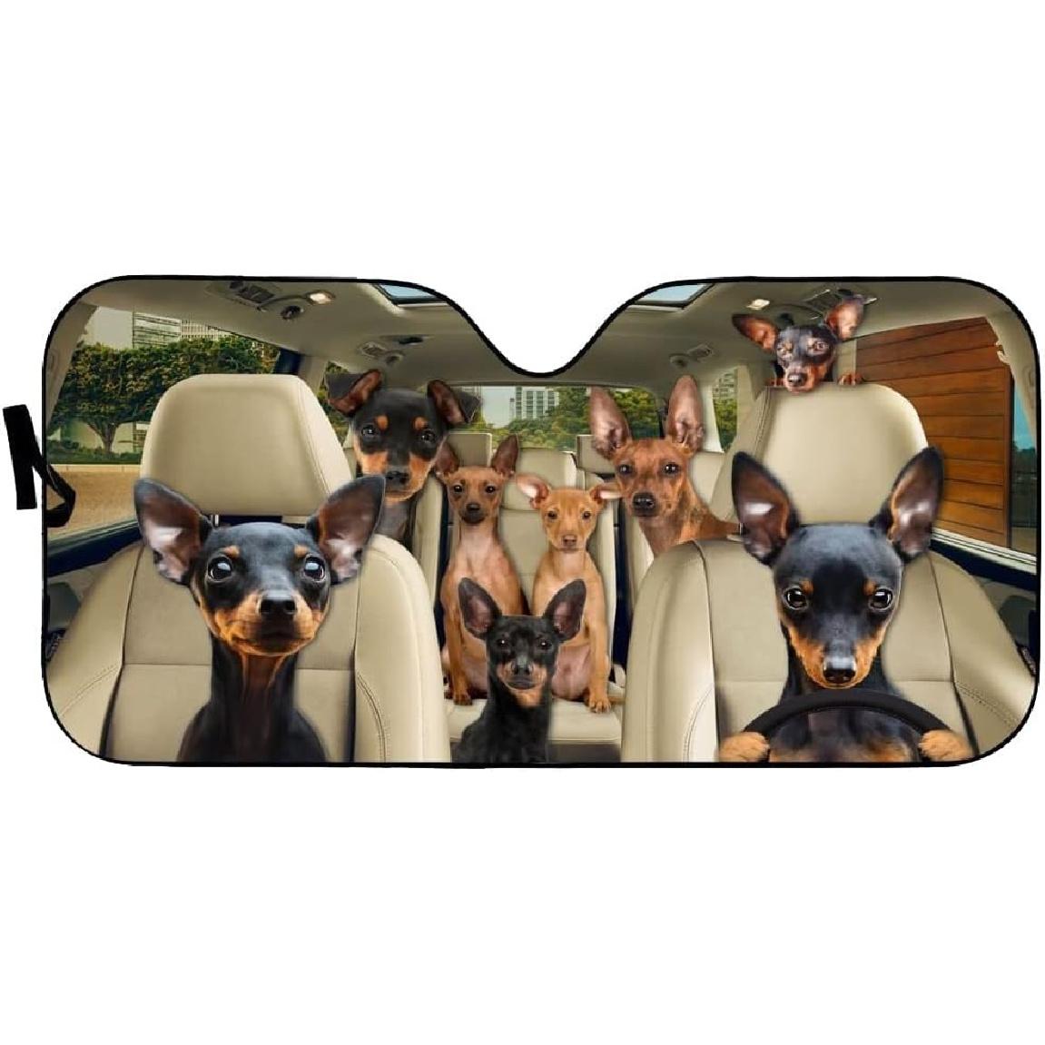 Windshield Sun Shade Miniature Pinscher Auto Sun Shield Upgrade Hardened Keep Your Vehicle Cool and Damage Free Easy to Use for Most Sedans SUV Truck 55 x 30
Windshield Sun Shade Miniature Pinscher Auto Sun Shield Upgrade Hardened Keep Your Vehicle Cool and Damage Free Easy to Use for Most Sedans SUV Truck 55 x 30