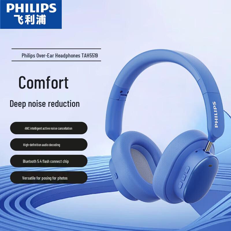 Philips TAH5519 Over-Ear Wireless Noise-Cancelling Headphones
Philips TAH5519 Over-Ear Wireless Noise-Cancelling Headphones