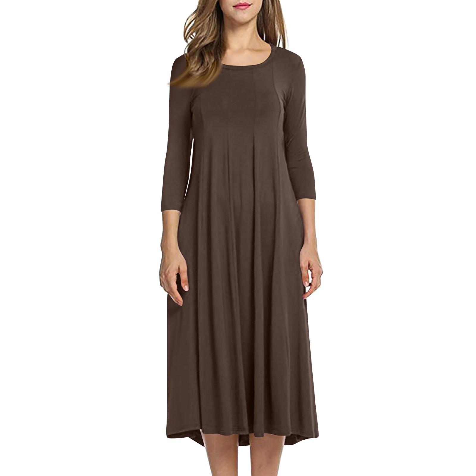 Женское темпераментное платье свободного кроя с круглым вырезом и рукавом три четверти S кофейный
Женское темпераментное платье свободного кроя с круглым вырезом и рукавом три четверти S кофейный
