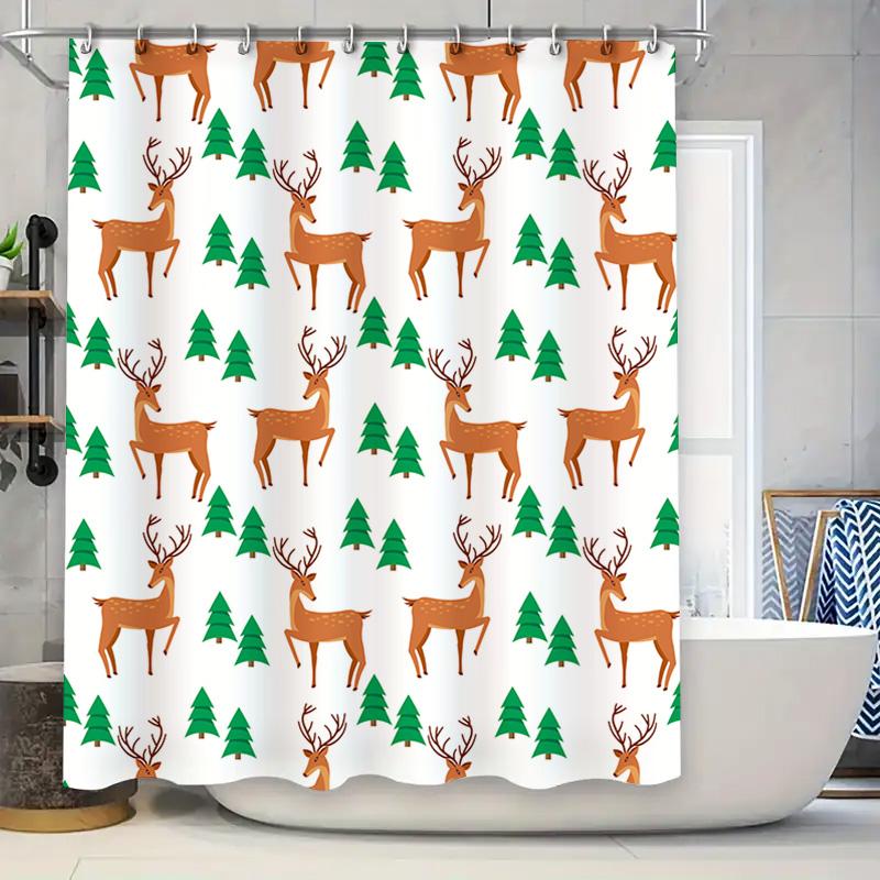 Deer Pine Tree Printed Shower Curtain White Polyester Waterproof Washable Bathroom Decoration Set For Home Decor W60H190(CM)-1 Pcs
Deer Pine Tree Printed Shower Curtain White Polyester Waterproof Washable Bathroom Decoration Set For Home Decor W60H190(CM)-1 Pcs