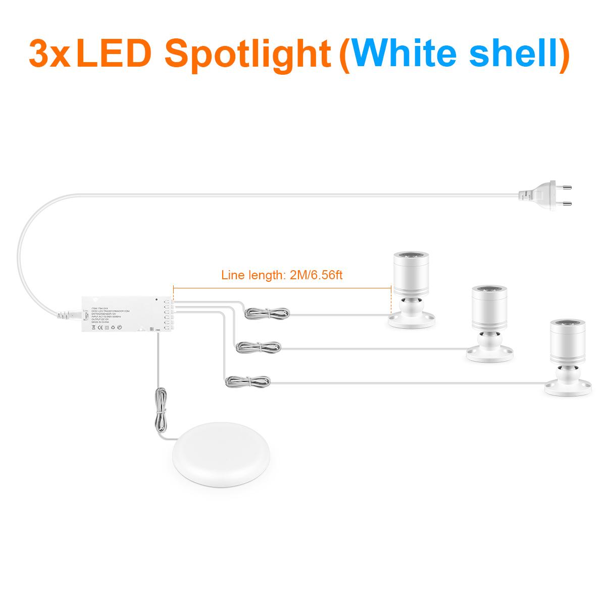 Диммінг світлодіодна точкова лампа для освітлення вітрини з вином та витворами мистецтва, прожектор, сенсорний вимикач, блок живлення 12В 3PCS-White Shell білий
Диммінг світлодіодна точкова лампа для освітлення вітрини з вином та витворами мистецтва, прожектор, сенсорний вимикач, блок живлення 12В 3PCS-White Shell білий