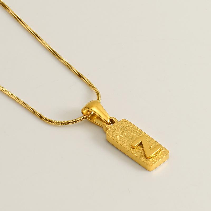 New 26 English letter pendant stainless steel pressed sand rectangular letter collarbone chain necklace female
New 26 English letter pendant stainless steel pressed sand rectangular letter collarbone chain necklace female