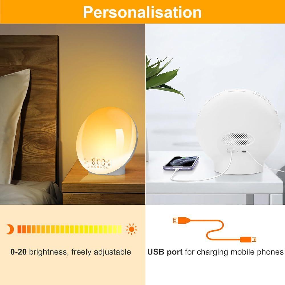 Будильник с восходом солнца, Световой будильник, Ночник, Имитация восхода и заката, Помощь для сна, 7 цветов с FM-радио, 7 звуков природы и функция повтора для детской спальни белый
Будильник с восходом солнца, Световой будильник, Ночник, Имитация восхода и заката, Помощь для сна, 7 цветов с FM-радио, 7 звуков природы и функция повтора для детской спальни белый