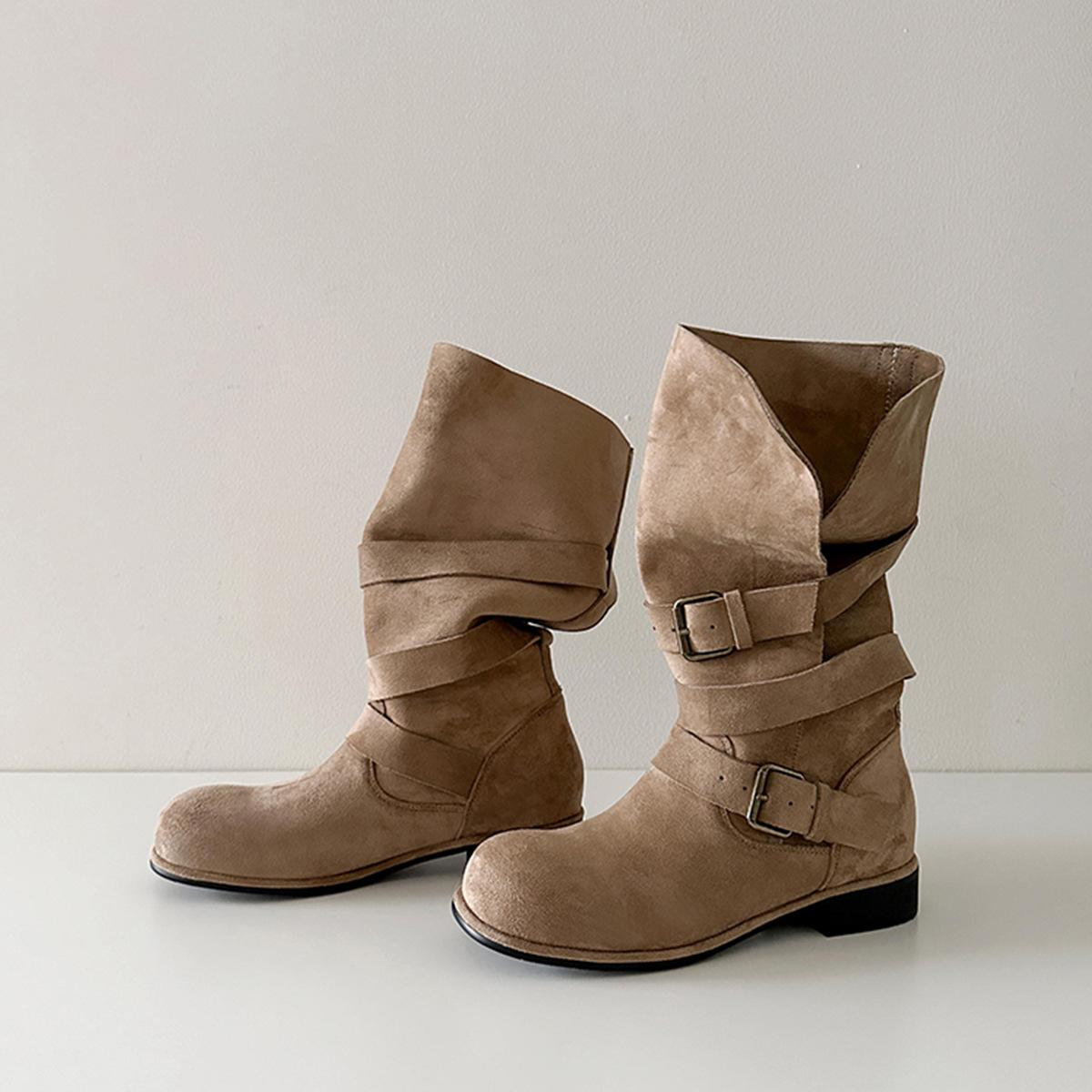 Super Soft Cowhide~ Wasteland Wind Foldable Pile Boots Women s 2025 New Round Head Medium Boots Belt Buckle Western Boots 40 хаки
Super Soft Cowhide~ Wasteland Wind Foldable Pile Boots Women s 2025 New Round Head Medium Boots Belt Buckle Western Boots 40 хаки