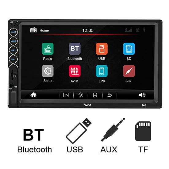 N6 7-дюймовый экран Интерфейс USB 2.0 Высокая четкость Bluetooth-совместимый автомобильный MP5-видеоплеер
N6 7-дюймовый экран Интерфейс USB 2.0 Высокая четкость Bluetooth-совместимый автомобильный MP5-видеоплеер