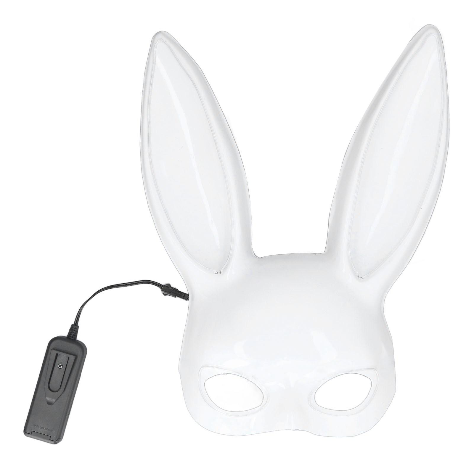 Rabbit Masquerade Mask Cute Plastic White with EL Cold Light Half Face Rabbit Mask for Night Club with Fluorescent Green Light
Rabbit Masquerade Mask Cute Plastic White with EL Cold Light Half Face Rabbit Mask for Night Club with Fluorescent Green Light