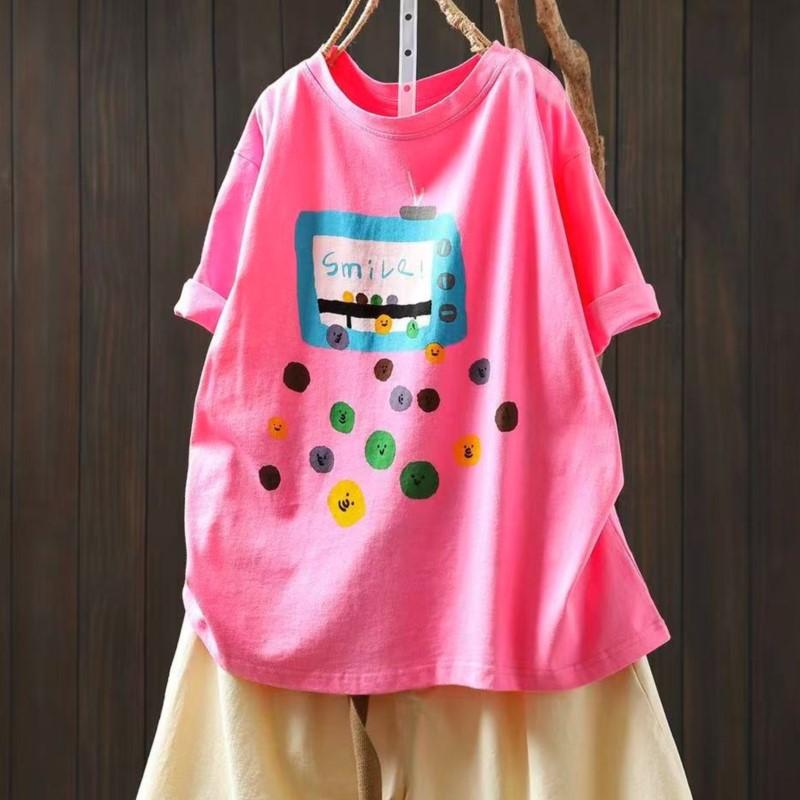 Johnature Women Vintage Print O-Neck Short Sleeve Summer Loose Casual Female T-Shirts One Size розовый
Johnature Women Vintage Print O-Neck Short Sleeve Summer Loose Casual Female T-Shirts One Size розовый