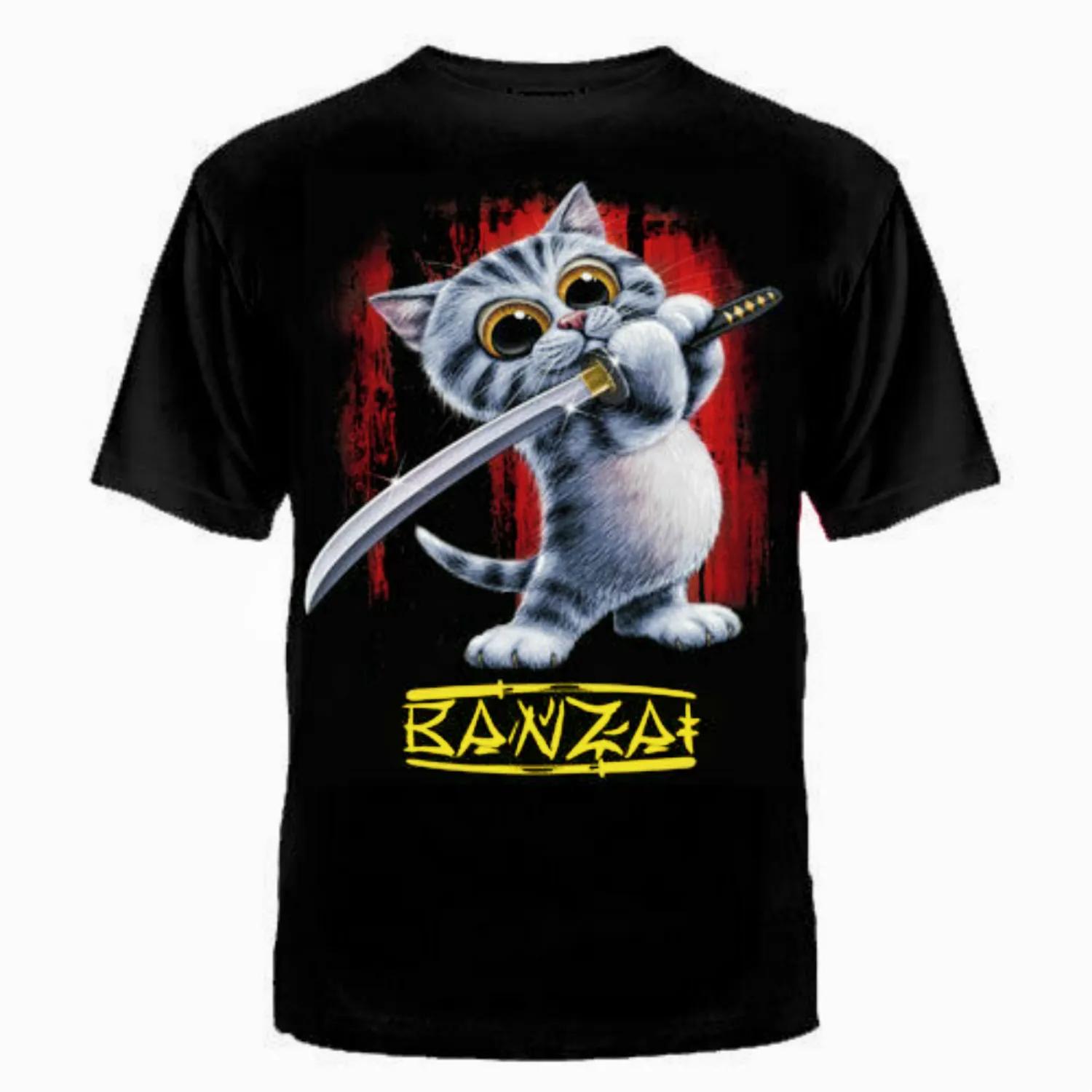 Cute Cat Samurai Banzai TShirt 100 Cotton ONeck Summer Short Sleeve Casual Mens Tshirt Size S3XL S
Cute Cat Samurai Banzai TShirt 100 Cotton ONeck Summer Short Sleeve Casual Mens Tshirt Size S3XL S