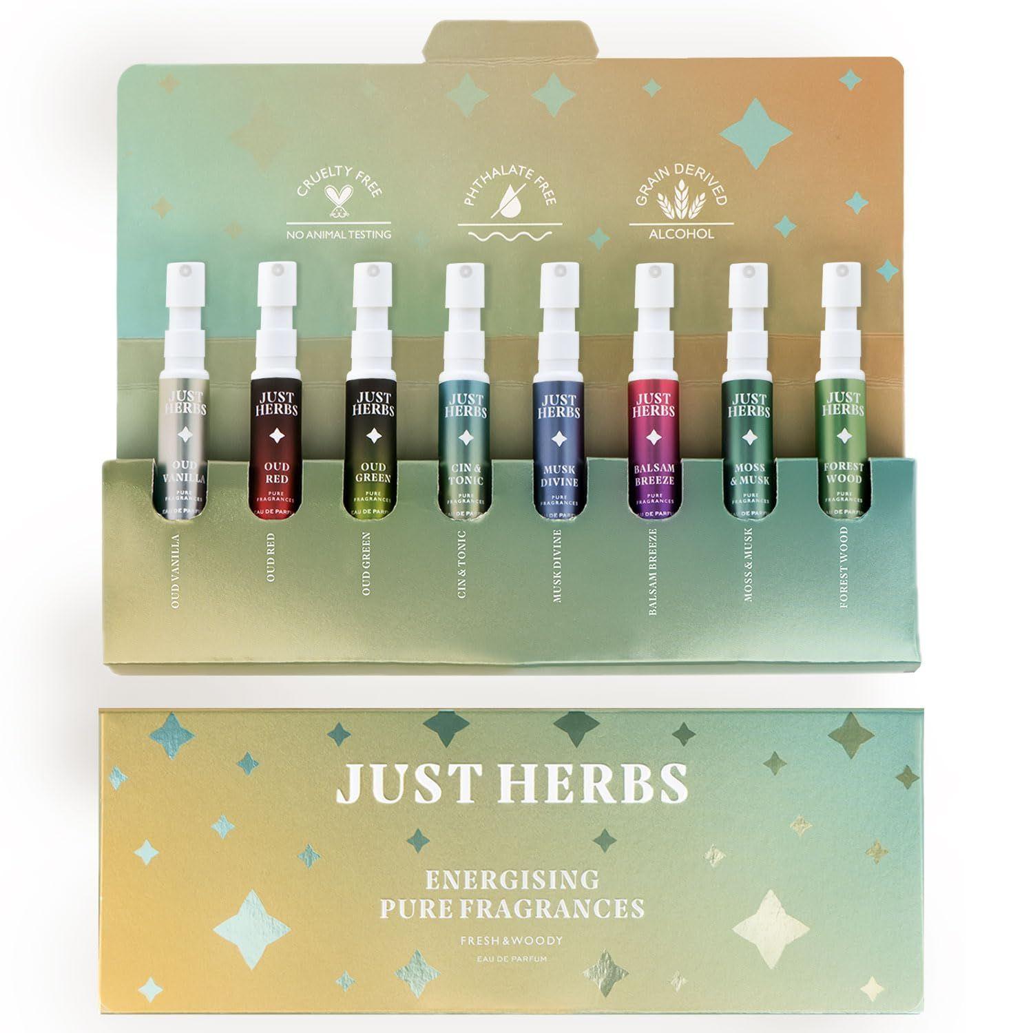 Пробный набор Just Herbs EDP Perfumes из 8 стойких карманных духов по 3 мл для мужчин и женщин (Свежий и древесный)
Пробный набор Just Herbs EDP Perfumes из 8 стойких карманных духов по 3 мл для мужчин и женщин (Свежий и древесный)