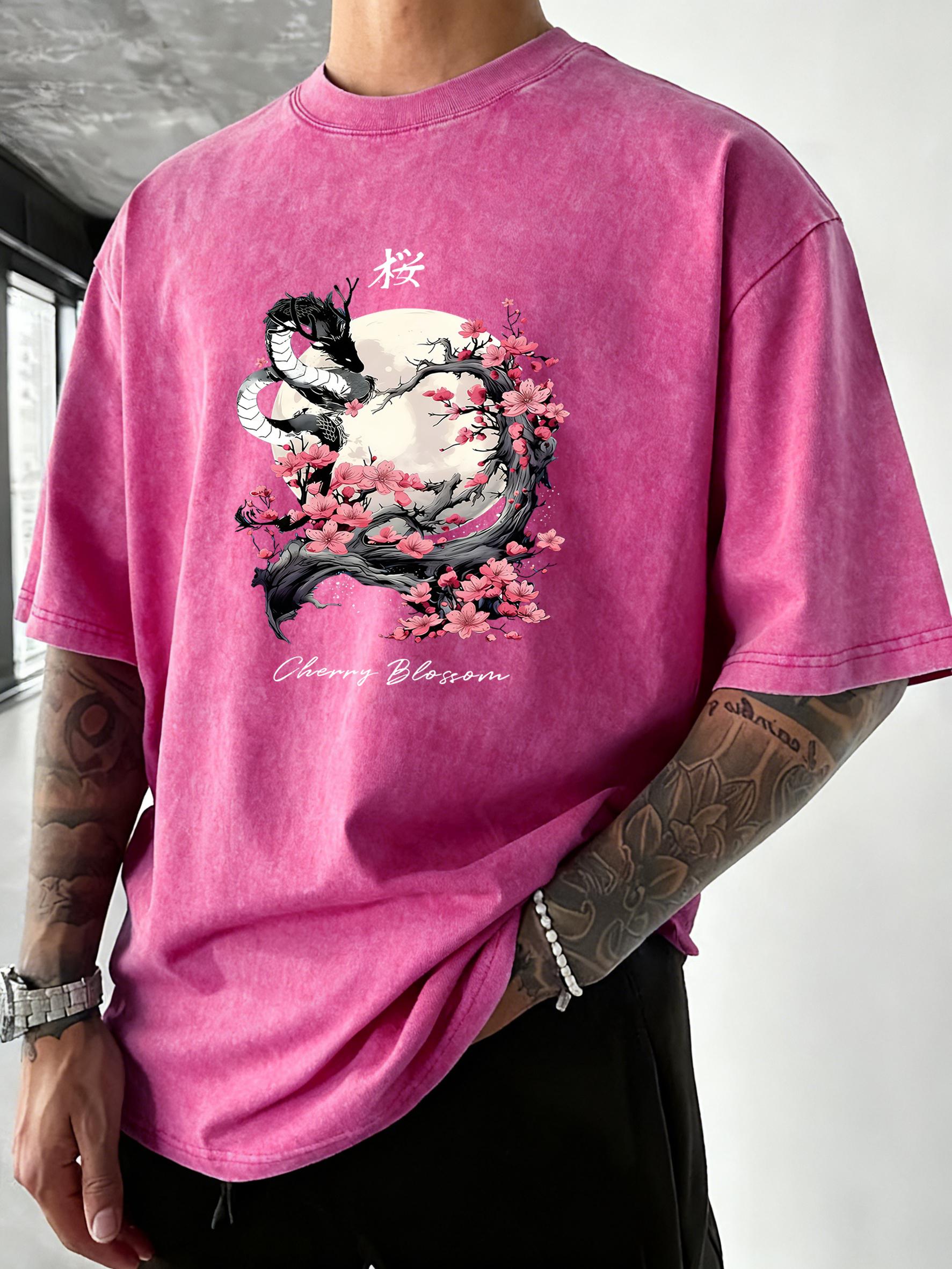 Japanese Harajuku Dragon Cherry Blossom Print Washed T Shirts Breathable TShirt Cotton Loose Short Sleeve Vacation Men Tops S
Japanese Harajuku Dragon Cherry Blossom Print Washed T Shirts Breathable TShirt Cotton Loose Short Sleeve Vacation Men Tops S