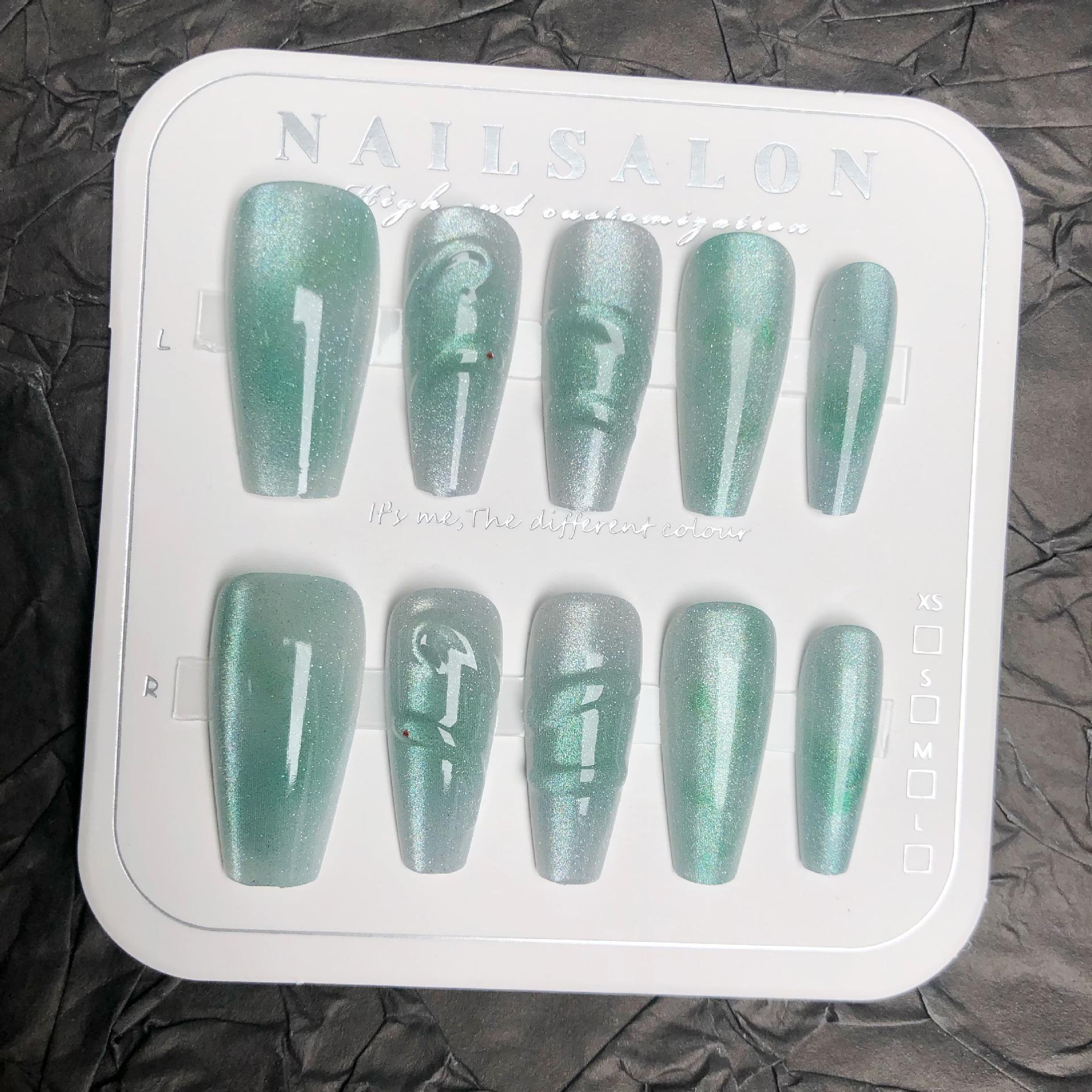 Year of the Snake Wearable Nails: Green Snake Crystal Cat Eye, Blue-Green Gray Textured Long Nail Art Patches. XS Extra Small (Includes 5-piece Tool Kit)
Year of the Snake Wearable Nails: Green Snake Crystal Cat Eye, Blue-Green Gray Textured Long Nail Art Patches. XS Extra Small (Includes 5-piece Tool Kit)