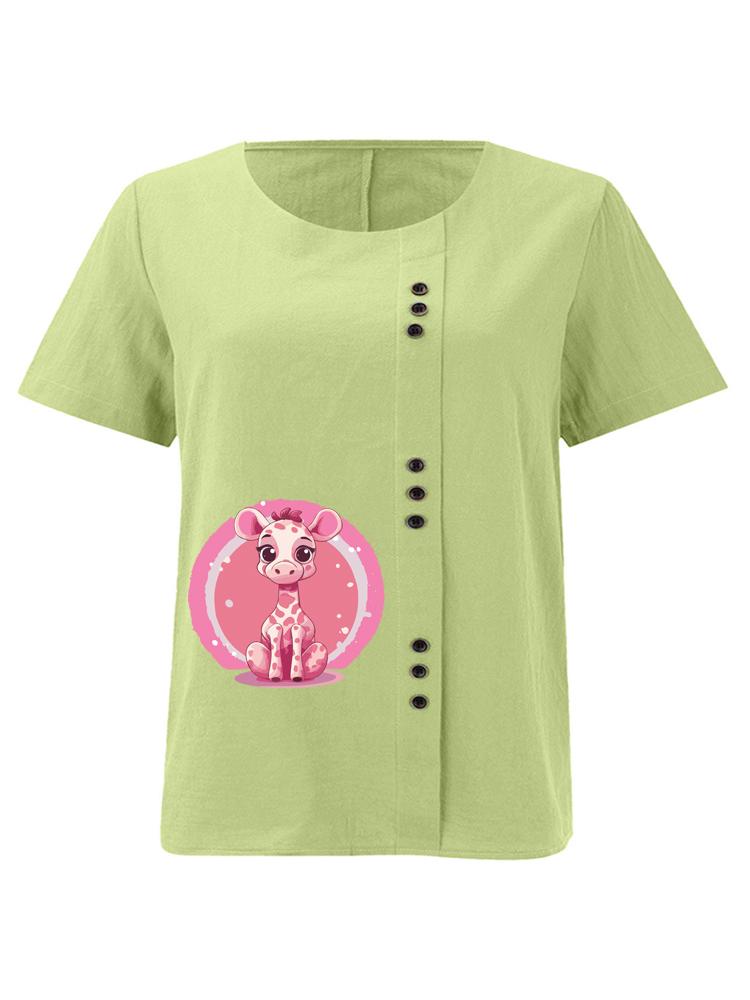 Women s Fashion Giraffe Print Shot Sleeve T-shirt Loose Cotton Shirt Casual Loose Summer Plus Size Blouse Tops 5XL зелений
Women s Fashion Giraffe Print Shot Sleeve T-shirt Loose Cotton Shirt Casual Loose Summer Plus Size Blouse Tops 5XL зелений