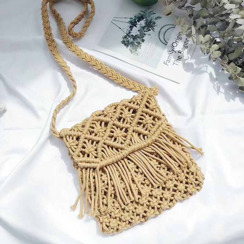 Handmade Cotton Woven Knitted Tassel Crossbody Bag Vintage Shoulder Messenger Bag Female Fashion Beach Summer Handbags for Women
Handmade Cotton Woven Knitted Tassel Crossbody Bag Vintage Shoulder Messenger Bag Female Fashion Beach Summer Handbags for Women