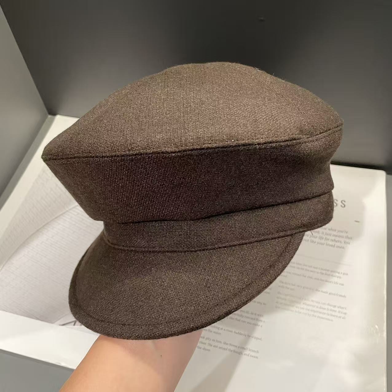 Японская Ретро Шерстяная Твидовая Кепка Газетчика для Девочек Осень и Зима Британская Мода Уличный Стиль Шляпа Художника Облачная Восьмиугольная Шляпа M(56-58cm)