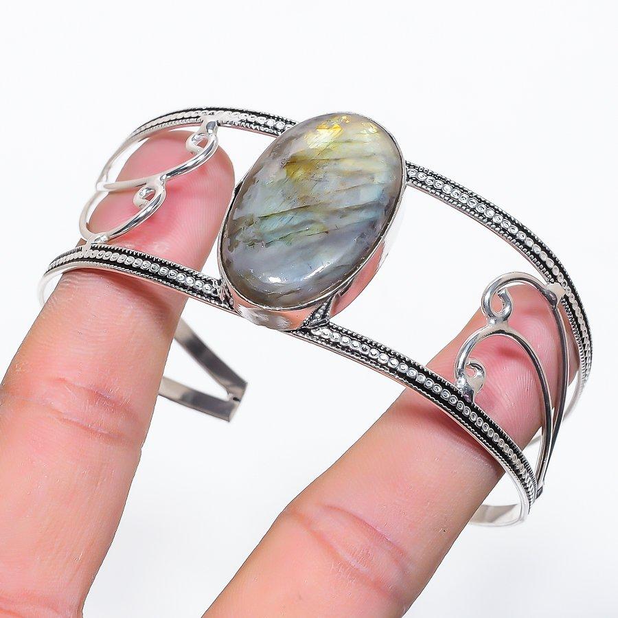 Natural Labradorite Gemstone 925 Sterling Silver Cuff Bangle Adjustable c7j93
Natural Labradorite Gemstone 925 Sterling Silver Cuff Bangle Adjustable c7j93