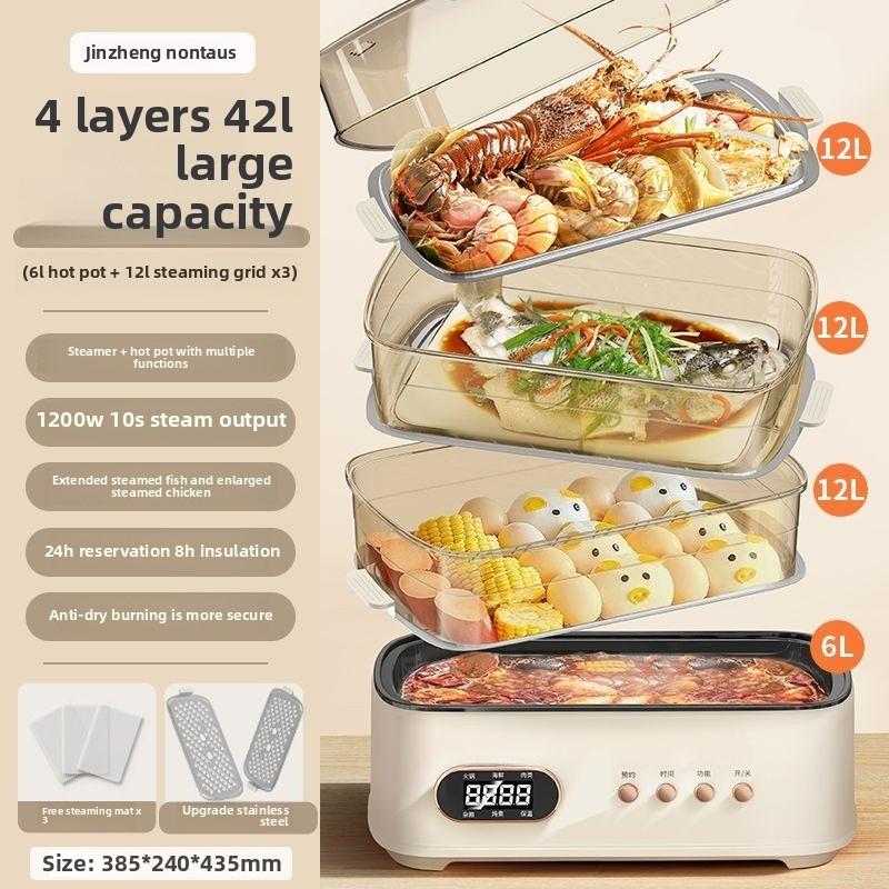 220V Home Electric Steaming Pot Large Capacity Steaming Cage Intelligen Stainless Steel Steaming And Cooking Integrated Pot 220V
220V Home Electric Steaming Pot Large Capacity Steaming Cage Intelligen Stainless Steel Steaming And Cooking Integrated Pot 220V