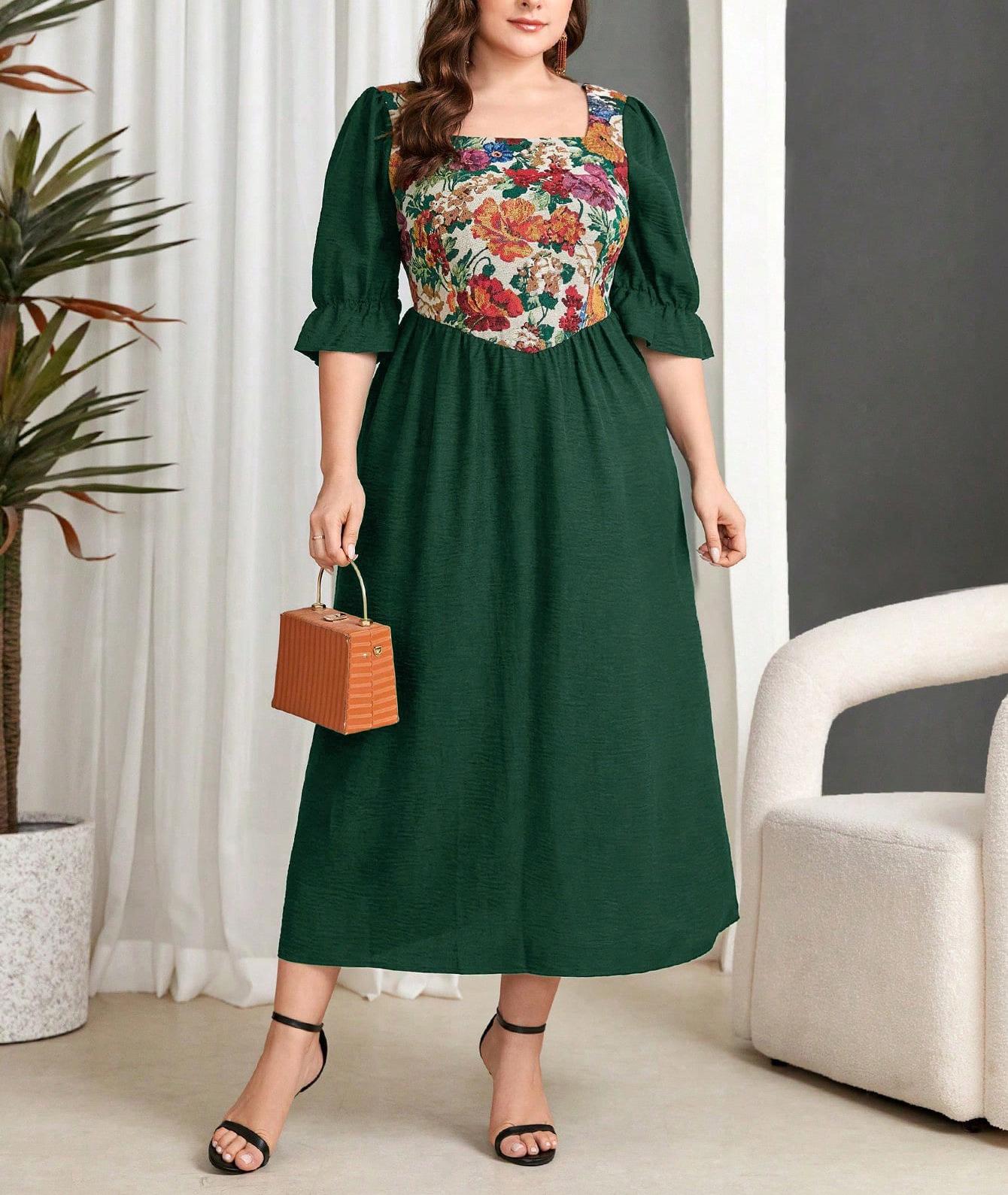 Ready Stock Plus Size Retro French Print Patchwork Dress - Long Sleeve Autumn/Winter Women s Skirt 3XL темно-зеленого
Ready Stock Plus Size Retro French Print Patchwork Dress - Long Sleeve Autumn/Winter Women s Skirt 3XL темно-зеленого