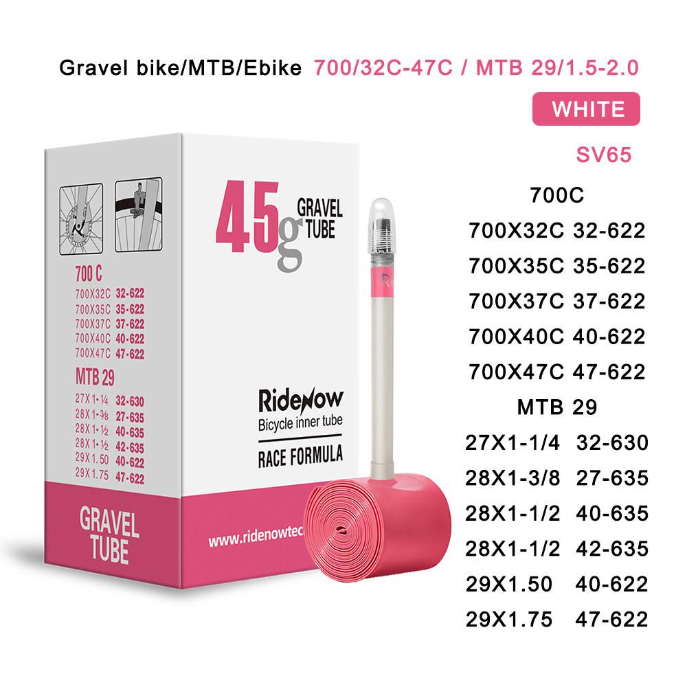 Ridenow Wear-Resistant Lightweight 45g 700/32-47 Road & Gravel Inner Tube for MTB 29
Ridenow Wear-Resistant Lightweight 45g 700/32-47 Road & Gravel Inner Tube for MTB 29