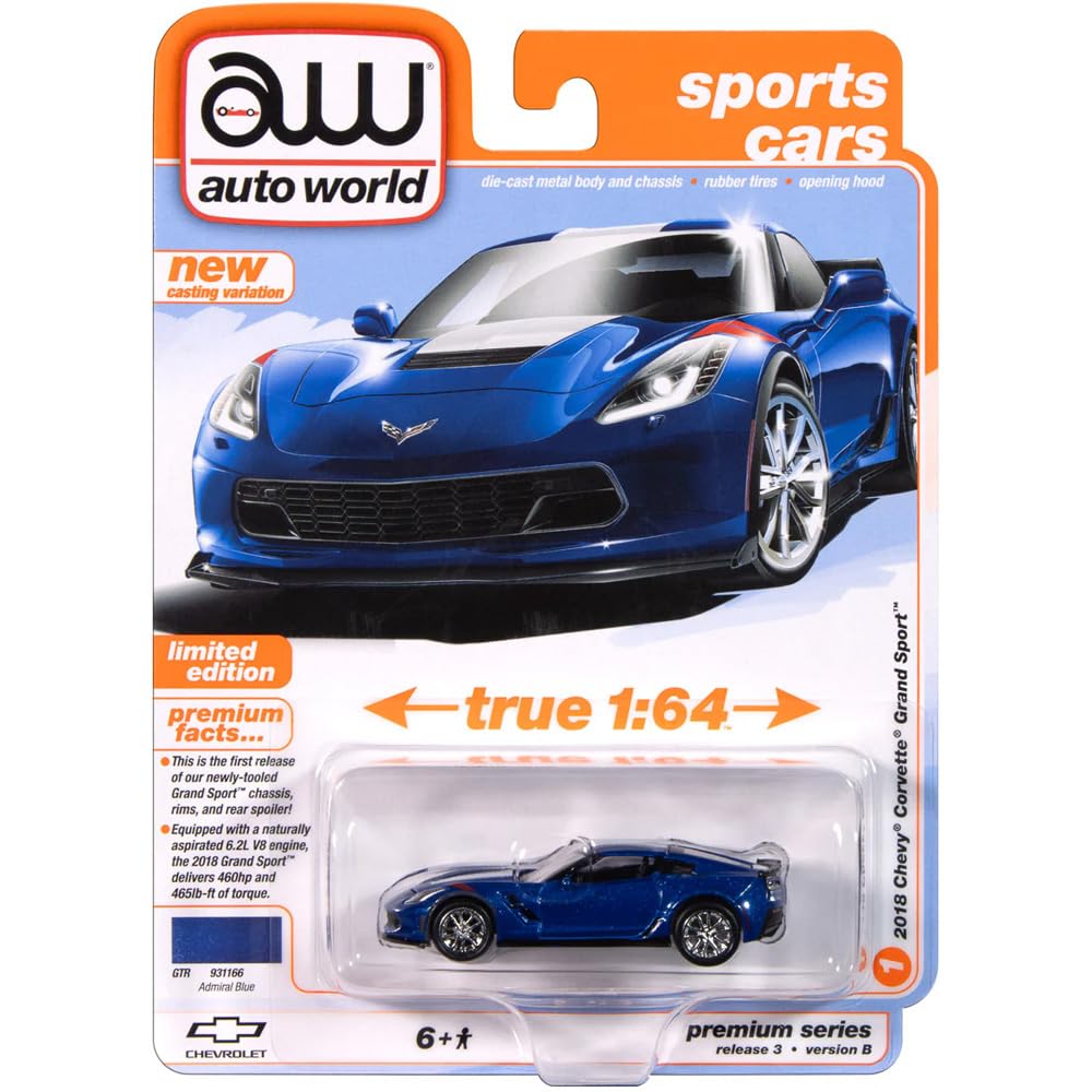 Auto World – Maßstab 164 PREMIUM RELEASE 3 2018 CHEVY CORVETTE GRAND SPORT (ADMIRAL BLUE) AW64452B-01
Auto World – Maßstab 164 PREMIUM RELEASE 3 2018 CHEVY CORVETTE GRAND SPORT (ADMIRAL BLUE) AW64452B-01