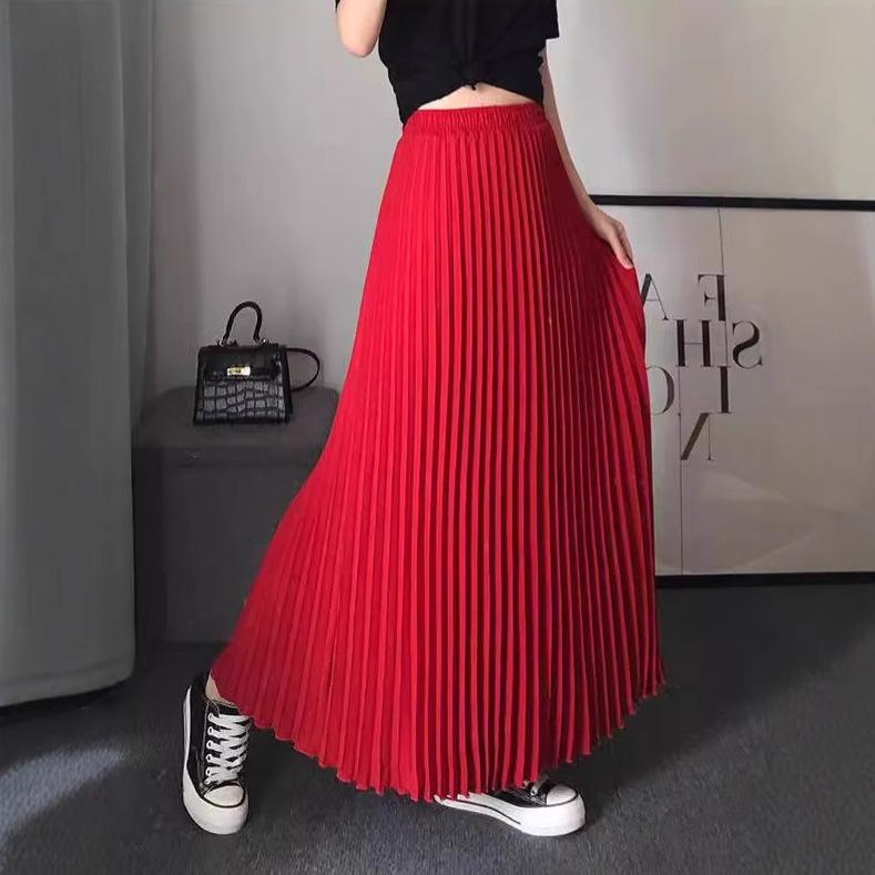 Women s High-Waist Chiffon Pleated Midi Skirt - Red A-Line for Summer One Size (Skirt Length 100CM)
Women s High-Waist Chiffon Pleated Midi Skirt - Red A-Line for Summer One Size (Skirt Length 100CM)