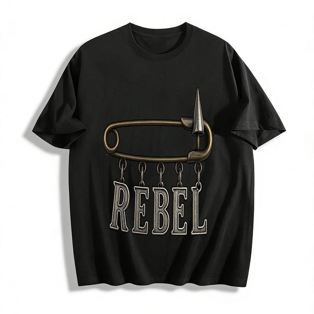 Vintage Safety Pin REBEL Letter Print T-Shirt Unisex Street Style Trendy Loose Casual Top Pure cotton T-shirt XXS
Vintage Safety Pin REBEL Letter Print T-Shirt Unisex Street Style Trendy Loose Casual Top Pure cotton T-shirt XXS