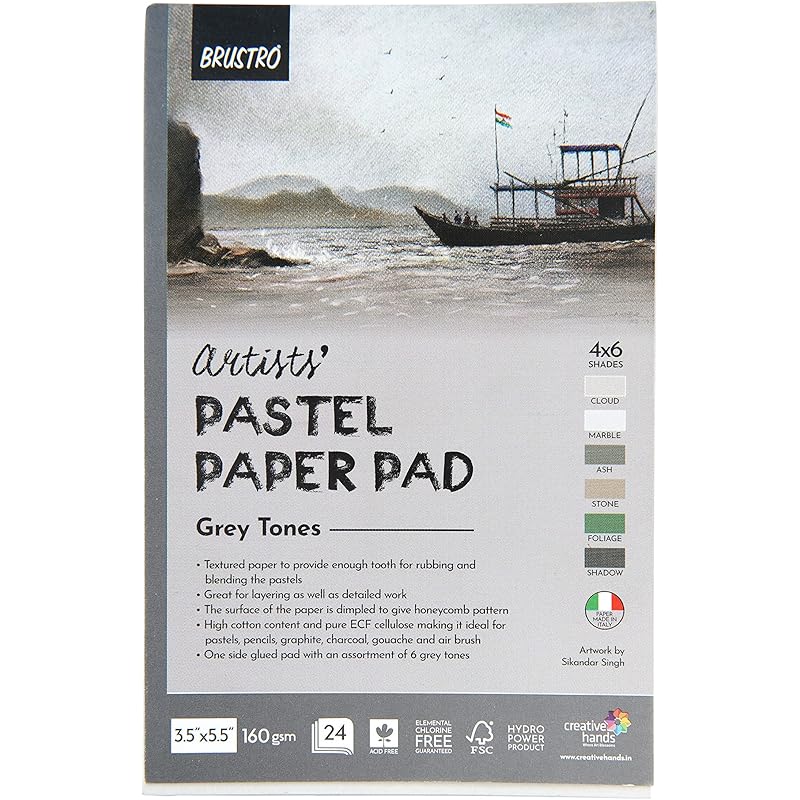 Brustro Artists Pastel Paper Pad | 24 Sheets (160 Gsm), Colour Grey Tones, Size -3.5 X 5.5 Inches | Ideal For Pastels, 0
Brustro Artists Pastel Paper Pad | 24 Sheets (160 Gsm), Colour Grey Tones, Size -3.5 X 5.5 Inches | Ideal For Pastels, 0