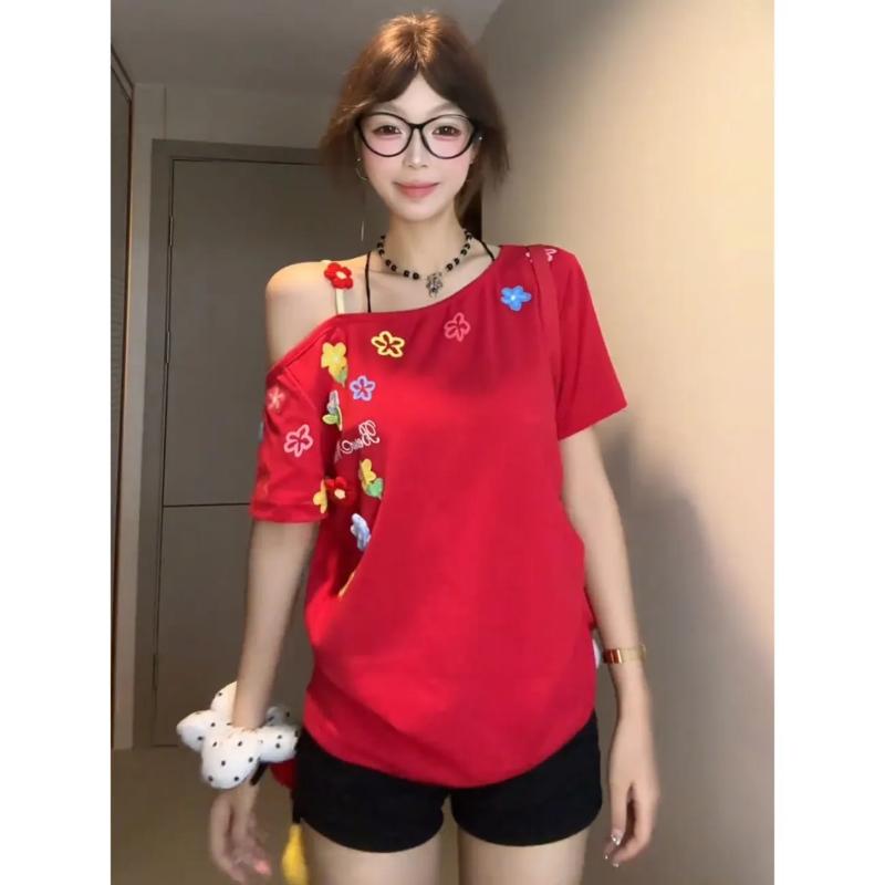 Women s Red Asymmetrical Off Shoulder Floral Applique Short Sleeve Tee M червоний
Women s Red Asymmetrical Off Shoulder Floral Applique Short Sleeve Tee M червоний