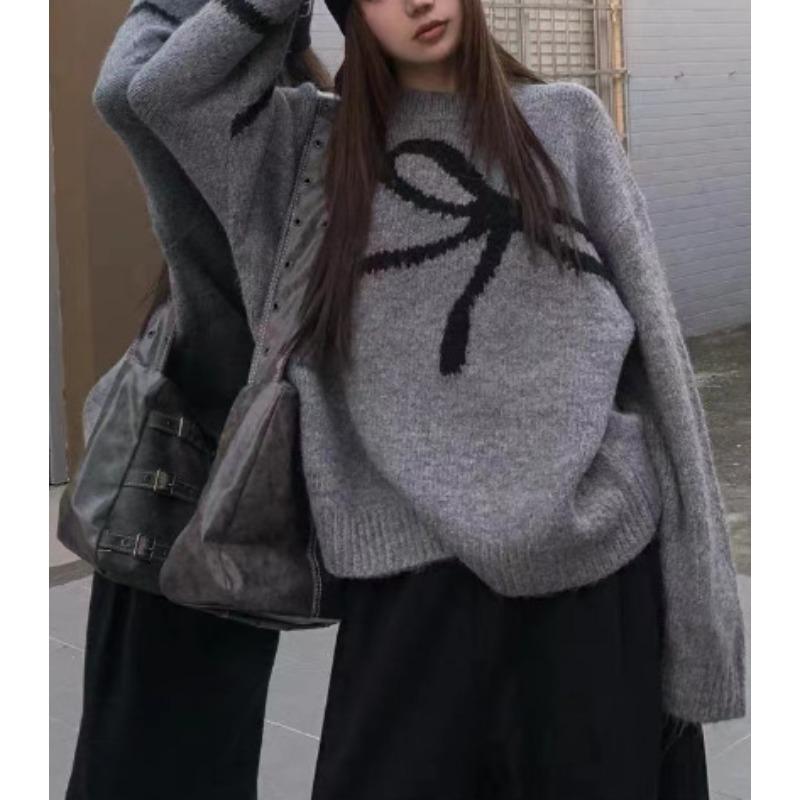 Autumn and winter new versatile design bow knitted sweater women s loose soft waxy round neck pullover one size fits all
Autumn and winter new versatile design bow knitted sweater women s loose soft waxy round neck pullover one size fits all