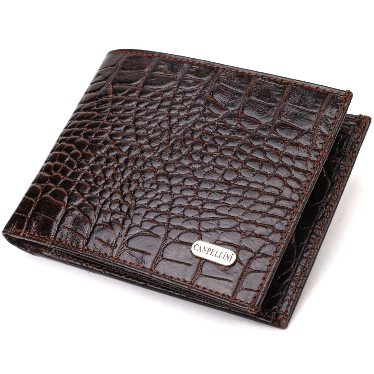 Модний гаманець для чоловіків з натуральної шкіри з тисненням під крокодила CANPELLINI 21926 Коричневий
Модний гаманець для чоловіків з натуральної шкіри з тисненням під крокодила CANPELLINI 21926 Коричневий