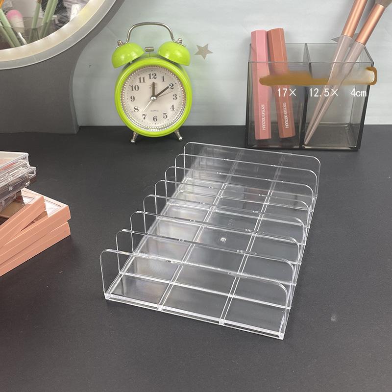 Clear 7-Grid Makeup Organizer Display Box for Eyeshadow Palette and Powder Compact Storage
Clear 7-Grid Makeup Organizer Display Box for Eyeshadow Palette and Powder Compact Storage