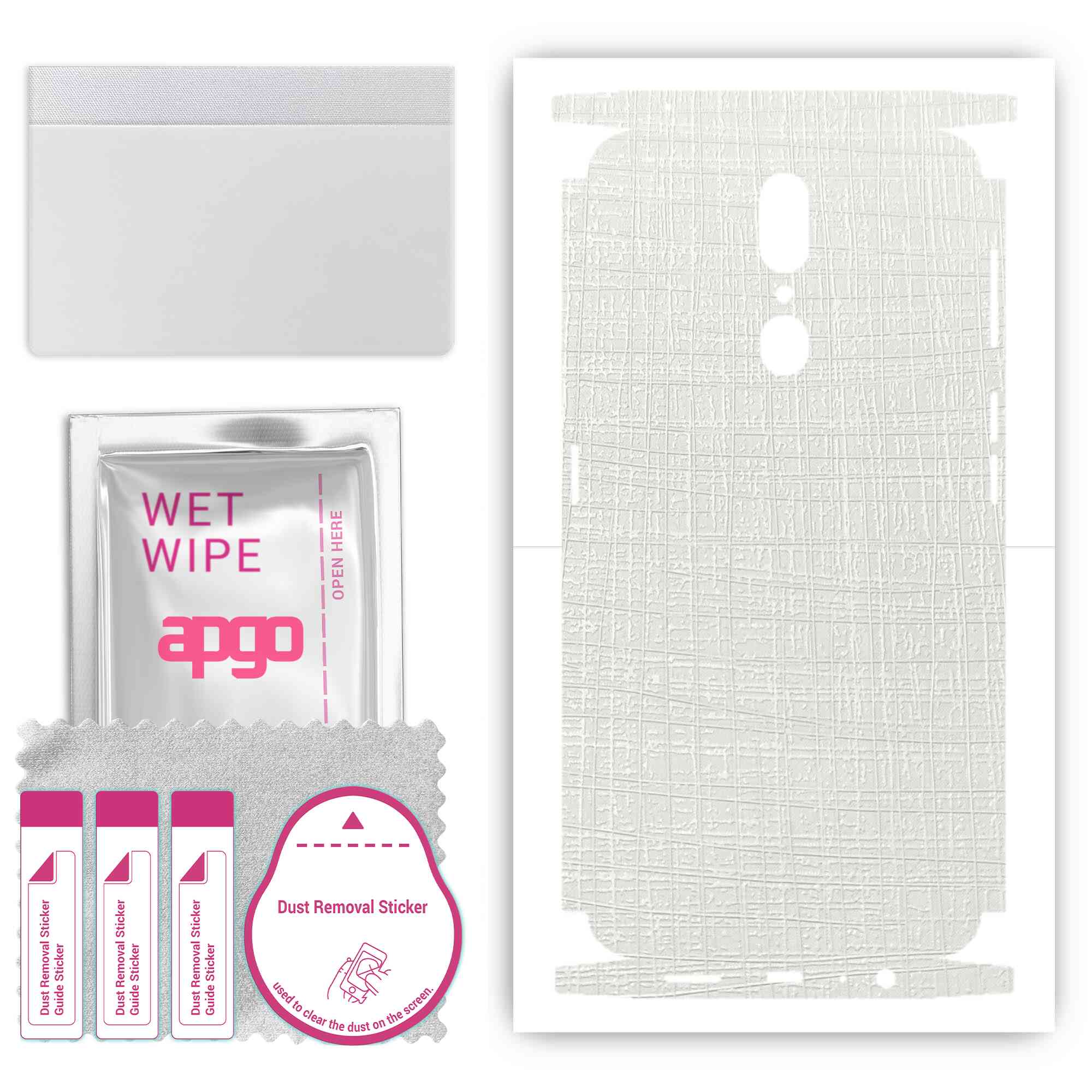 apgo Protective Skin Sticker for the back+sides compatible with Oppo A9, Full Wrap Film, Foil, Vinyl - Pattern White Fabric
apgo Protective Skin Sticker for the back+sides compatible with Oppo A9, Full Wrap Film, Foil, Vinyl - Pattern White Fabric
