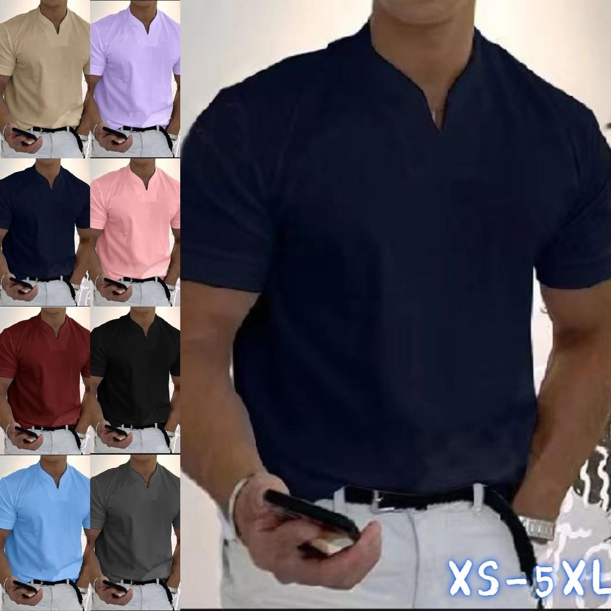 XS-5XL Мужская одежда однотонные теннисные футболки с короткими рукавами поло повседневные с v-образным вырезом
XS-5XL Мужская одежда однотонные теннисные футболки с короткими рукавами поло повседневные с v-образным вырезом