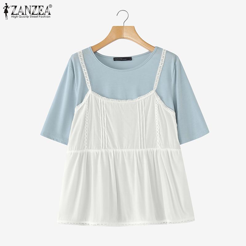 ZANZEA Womens Casual Fake Two Piece Patchwork Summer Short Sleeve T-Shirts S 
ZANZEA Womens Casual Fake Two Piece Patchwork Summer Short Sleeve T-Shirts S