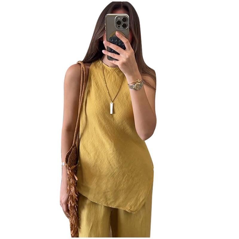 Women s Casual Round Neck Pullover Sleeveless Plus Pocket Trousers Cotton Multicolor Women s Suit S білий
Women s Casual Round Neck Pullover Sleeveless Plus Pocket Trousers Cotton Multicolor Women s Suit S білий