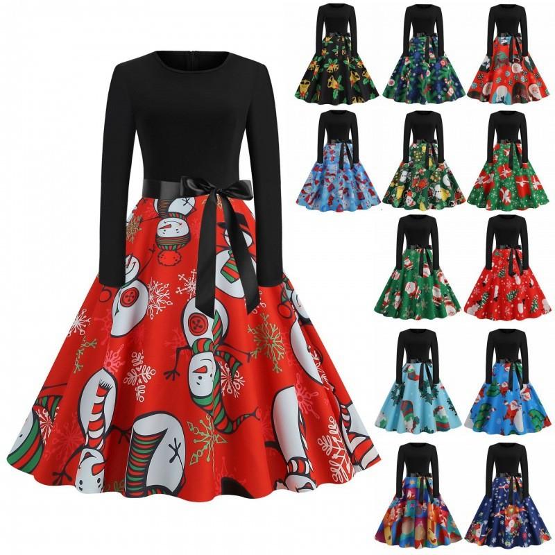 Women Retro 50s 60s Hepburn Christmas Print Round Neck Long Sleeves Midi Dress Bridal Host Wedding Bride Bridesmaids Party Gowns S
Women Retro 50s 60s Hepburn Christmas Print Round Neck Long Sleeves Midi Dress Bridal Host Wedding Bride Bridesmaids Party Gowns S