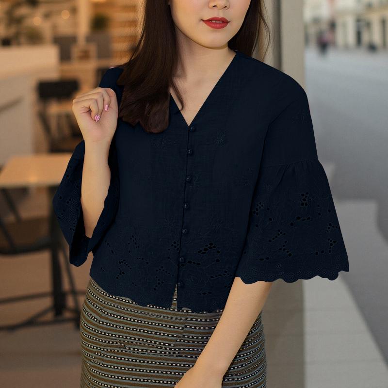 ZANZEA Женская блузка с V-образным вырезом, рукавами 3/4, кружевной вязкой крючком и лоскутным узором 5XL темно-синий
ZANZEA Женская блузка с V-образным вырезом, рукавами 3/4, кружевной вязкой крючком и лоскутным узором 5XL темно-синий