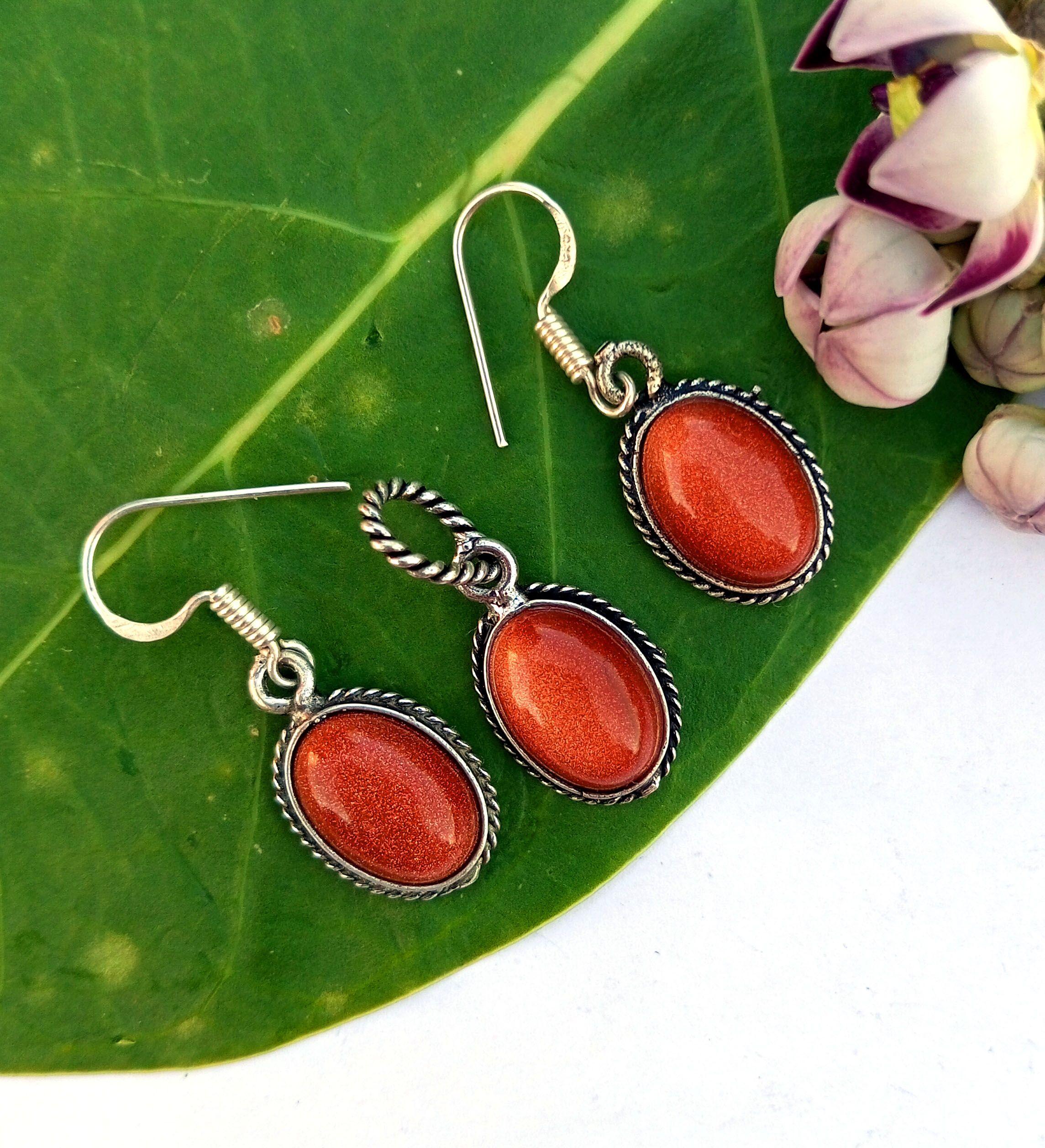 Sunstone Gemstone 925 Sterling Silver Plated Серьги с подвесками Ювелирные изделия 
Sunstone Gemstone 925 Sterling Silver Plated Серьги с подвесками Ювелирные изделия