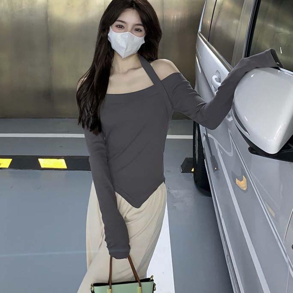 Irregular Long Sleeve T-shirt Chic Halter Crop Tops Fashion T Shirts Women Y2k Autumn S
Irregular Long Sleeve T-shirt Chic Halter Crop Tops Fashion T Shirts Women Y2k Autumn S