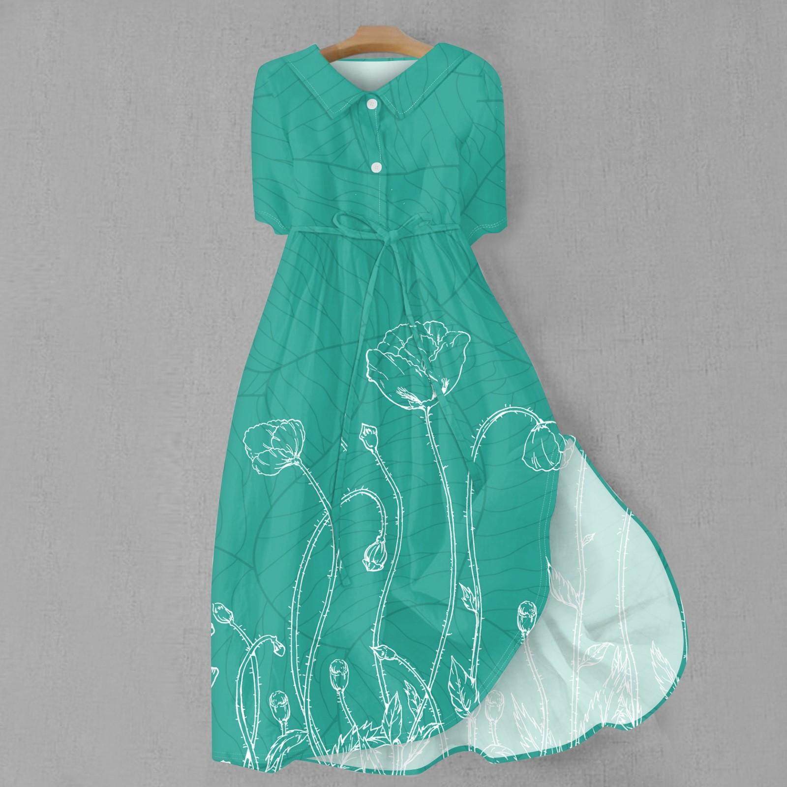 Женское модное платье с откидным воротником и рукавами 3/4 с принтом XXL
Женское модное платье с откидным воротником и рукавами 3/4 с принтом XXL