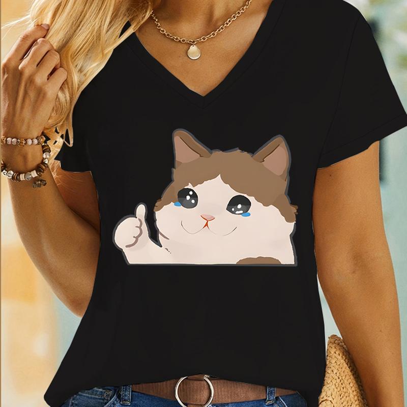 Cry Cat Meme Kawaii Cartoon Tshirt Women Vneck Funny Animals Design Girls Clothing Crying Cat Print Fashion Casual Tshirts 4XL
Cry Cat Meme Kawaii Cartoon Tshirt Women Vneck Funny Animals Design Girls Clothing Crying Cat Print Fashion Casual Tshirts 4XL