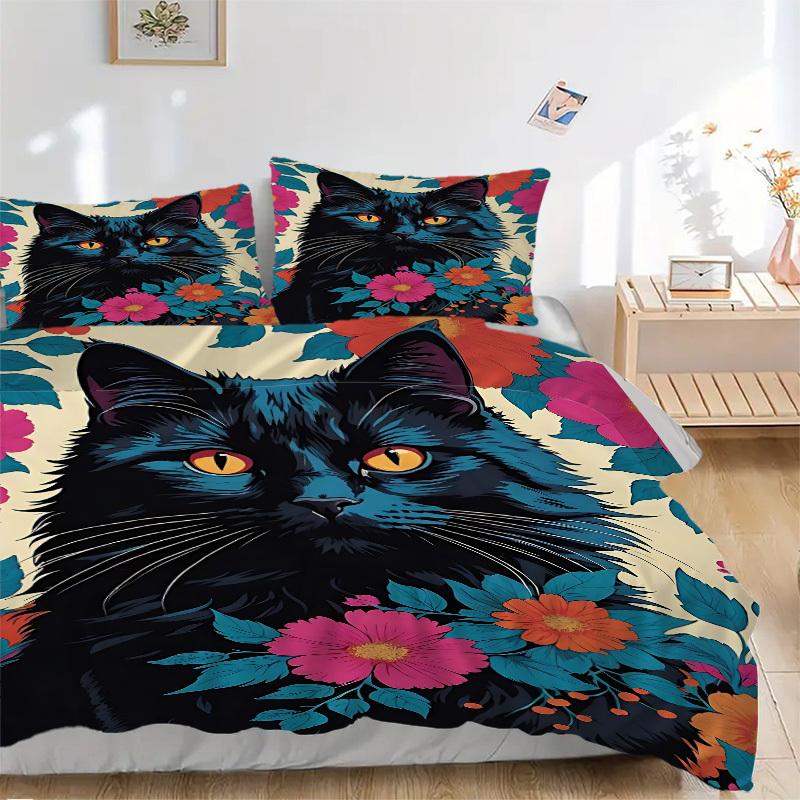 3PCs Black Cat Print Design Cover Set, Breathable Fabric, Machine Washable (1 Duvet Cover + 2 Pillowcases) (Without Quilt) yy250911074 135x200cm
3PCs Black Cat Print Design Cover Set, Breathable Fabric, Machine Washable (1 Duvet Cover + 2 Pillowcases) (Without Quilt) yy250911074 135x200cm